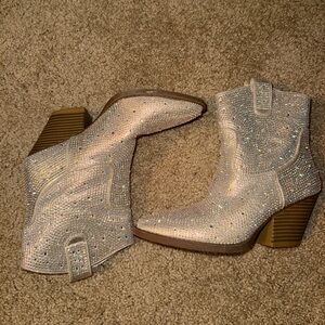 Sparkling Silver Heeled Boots